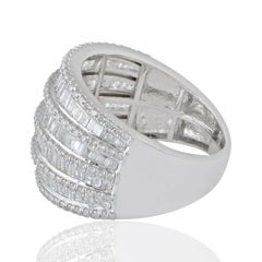 2.80 Carat Baguette Diamond 14 Karat Gold Four-Row Ring