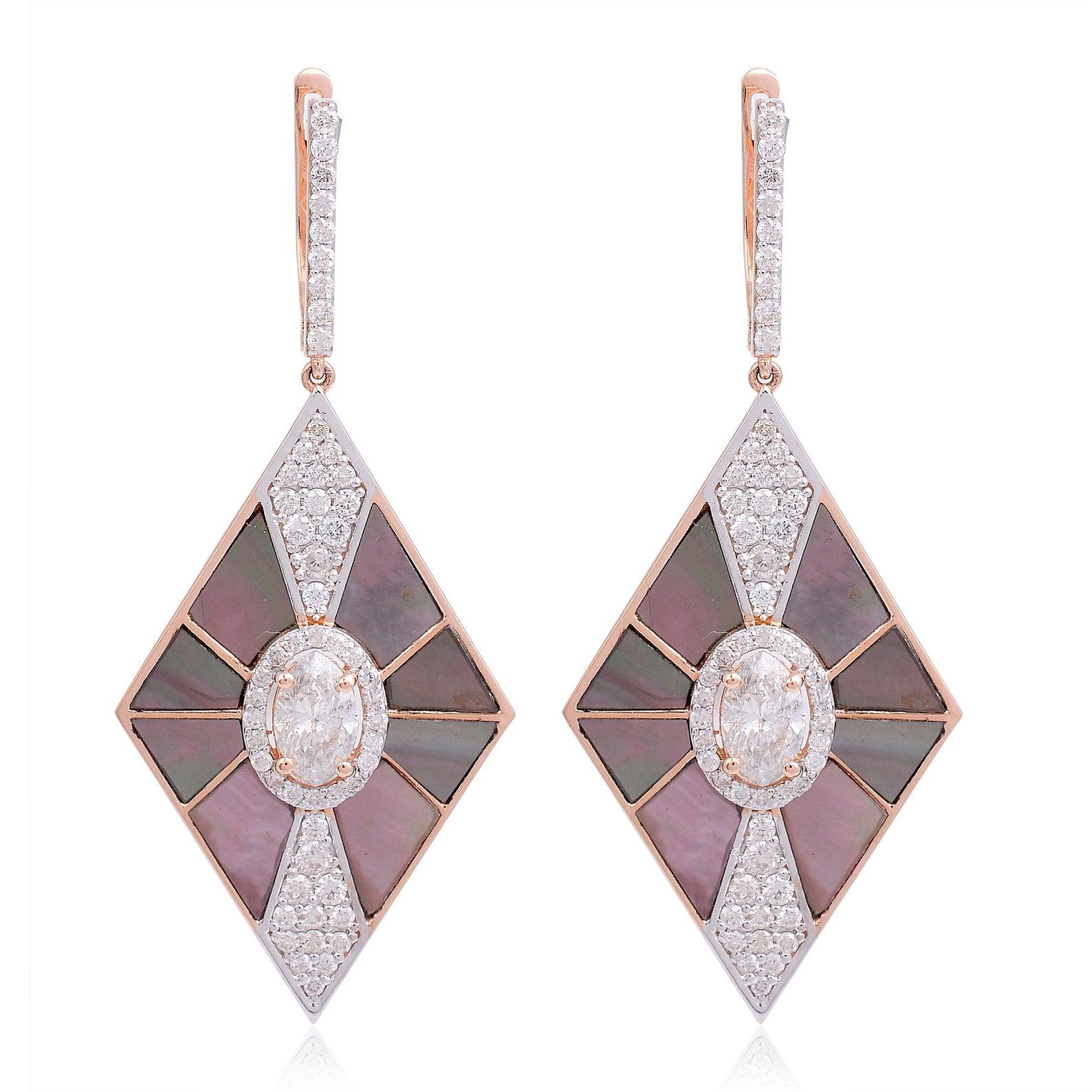 2,80 Karat Diamant 18 Karat Roségold Emaille-Kit-Ohrringe (Gemischter Schliff) im Angebot