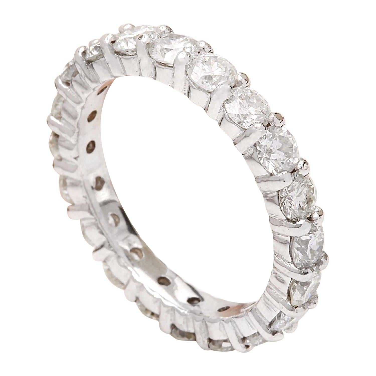 Round Cut 2.80 Carat Diamond Eternity Ring 14 Karat Solid White Gold  For Sale