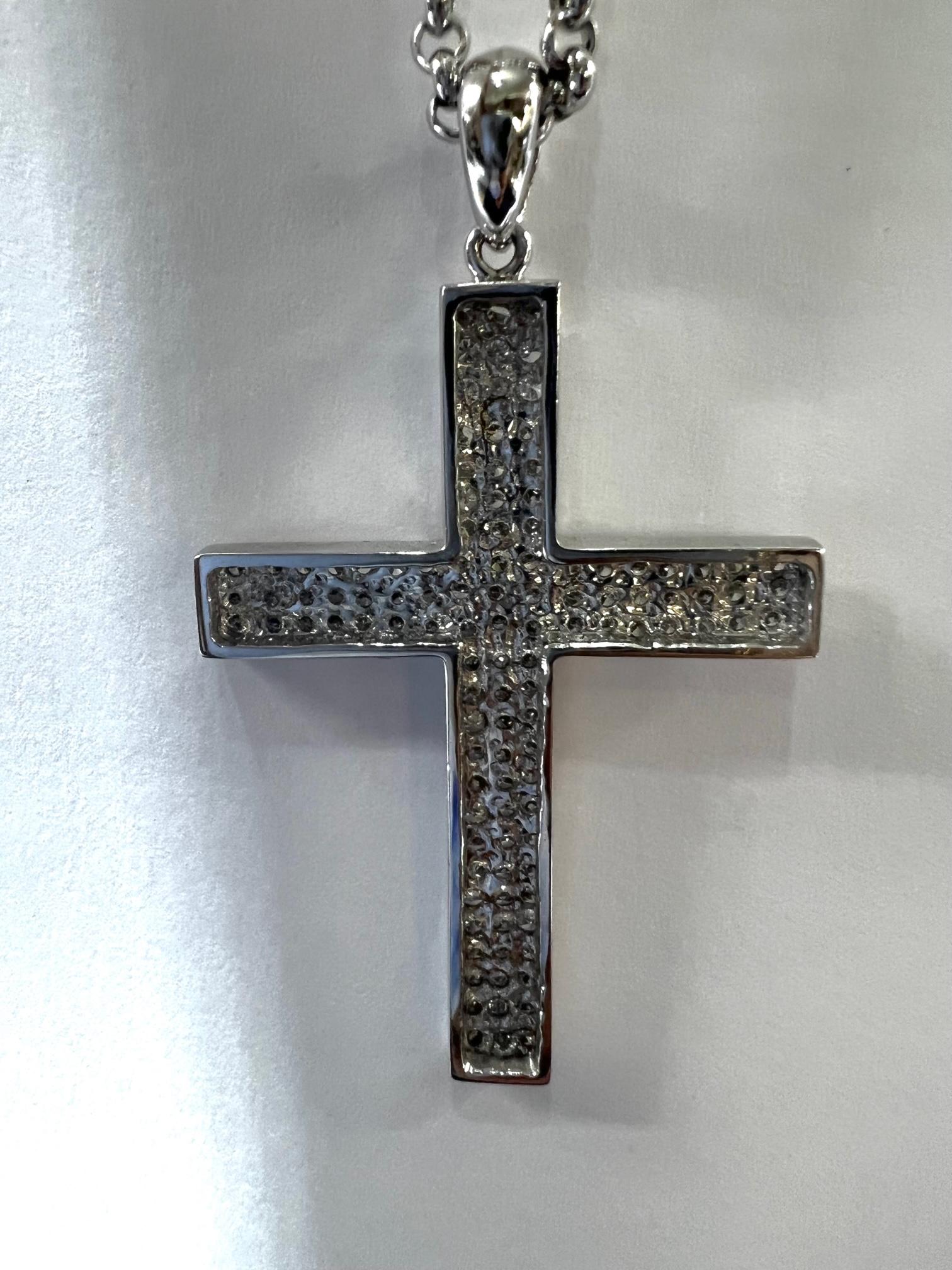 2.80 Carat Diamond Cross Necklace For Sale 1