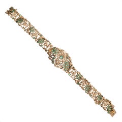 2.80 Carat Emerald Pearl Yellow Gold Bracelet