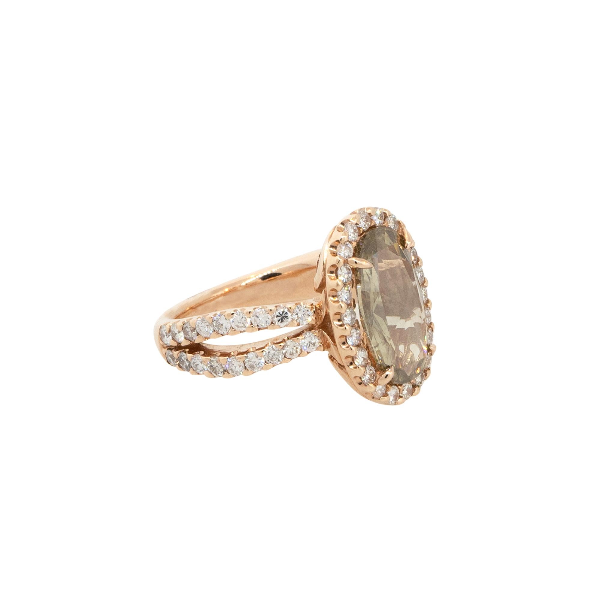 2,80 Karat Ausgefallener brauner ovaler Diamant-Halo-Ring 14 Karat auf Lager (Ovalschliff) im Angebot
