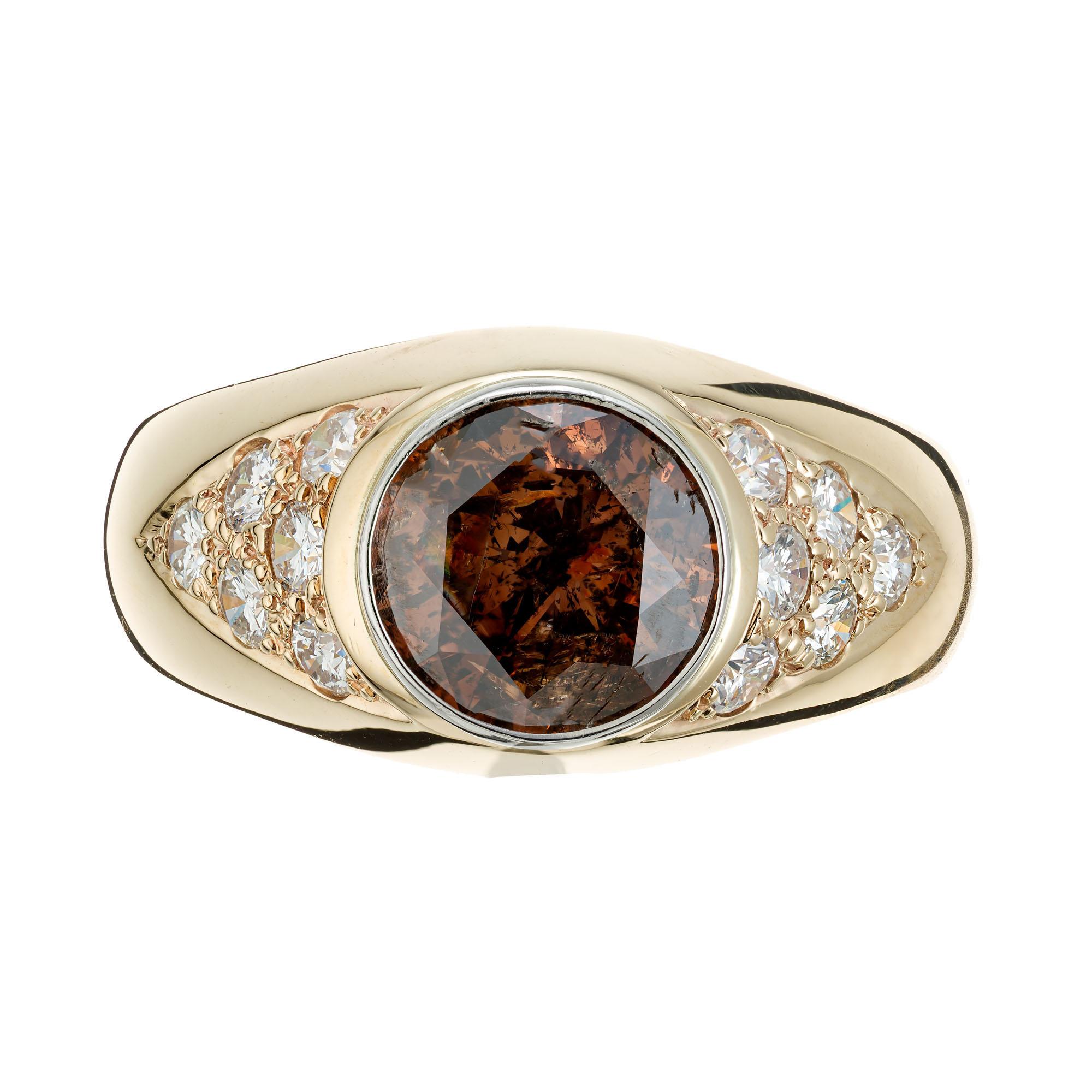 mens cognac diamond ring