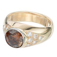 GIA Cert 2,80 Quilates Diamante Marrón Naranja Oro Platino Anillo para hombre