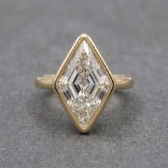 2.80 Carat GIA Lozenge Step Cut Diamond Bezel Solitaire Ring in 18K Yellow Gold