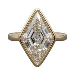 2.80 Carat GIA Lozenge Step Cut Diamond Bezel Solitaire Ring in 18K Yellow Gold