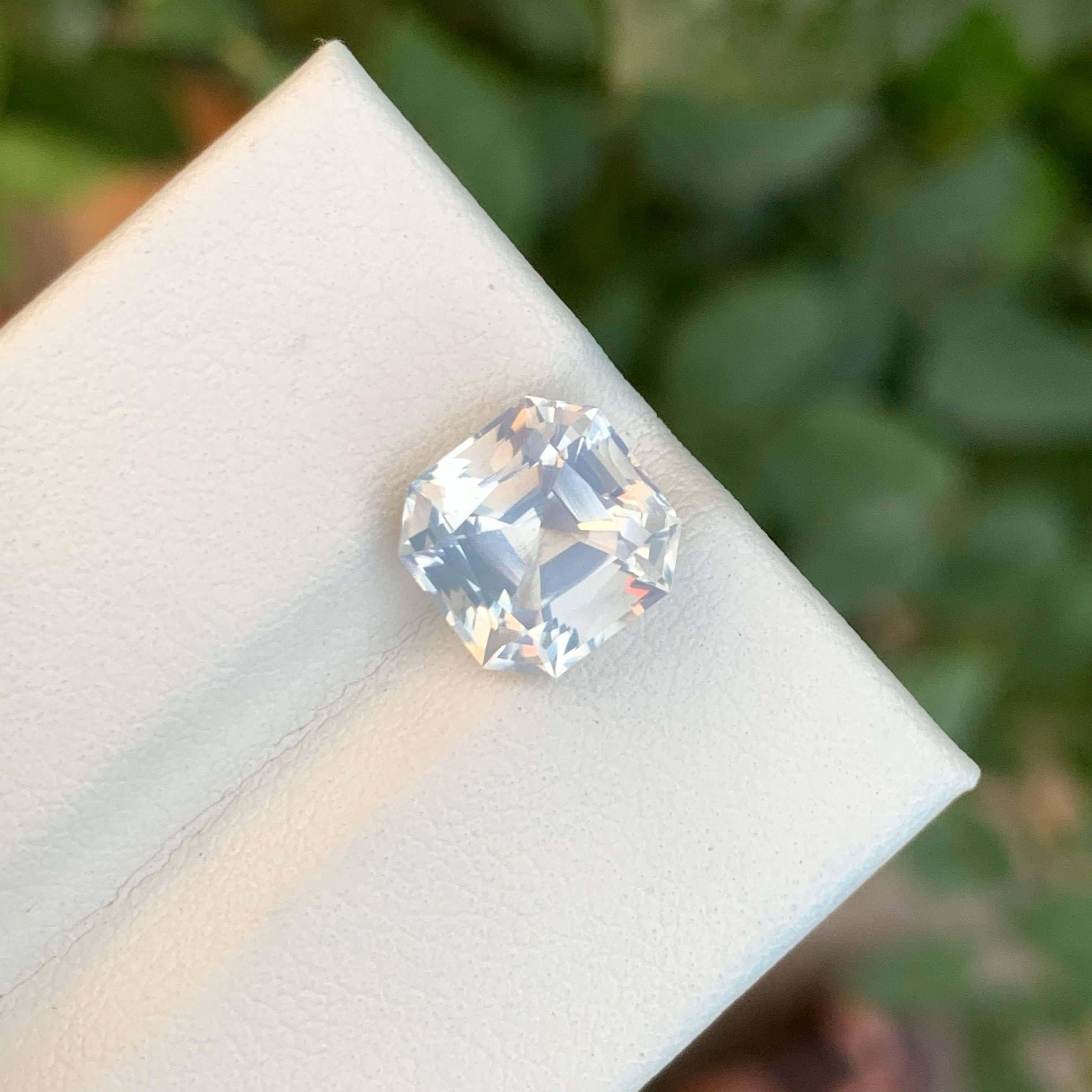 2.80 Carat Loose Faceted Milky Quartz Stone Asscher Cut Natural African Gemstone (Moderne) im Angebot