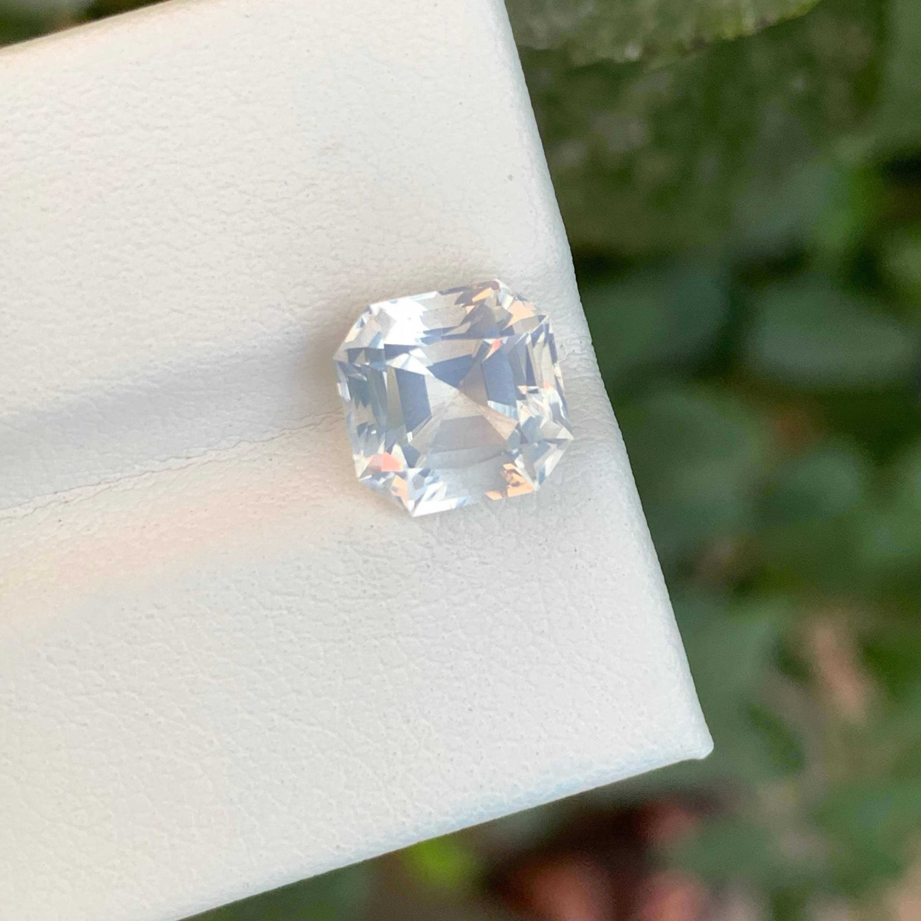 2.80 Carat Loose Faceted Milky Quartz Stone Asscher Cut Natural African Gemstone im Angebot 1