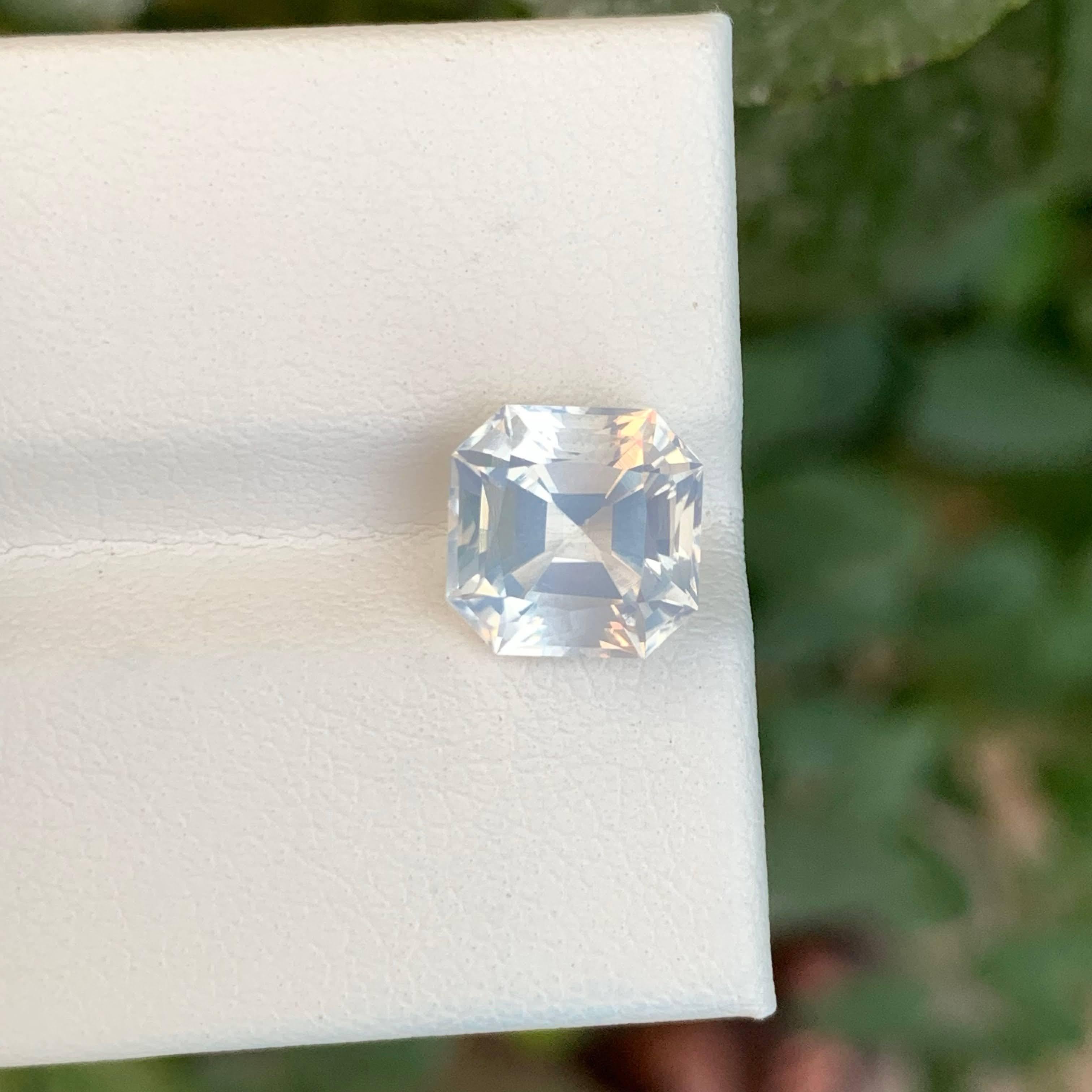 2.80 Carat Loose Faceted Milky Quartz Stone Asscher Cut Natural African Gemstone im Angebot 2