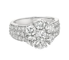 2.80 Carat Natural Diamond Flower Cluster Ring G-H SI 14 Karat White Gold