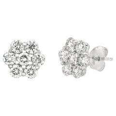 Orecchini a fiore con diamante naturale da 2,80 carati G SI in oro bianco 14K