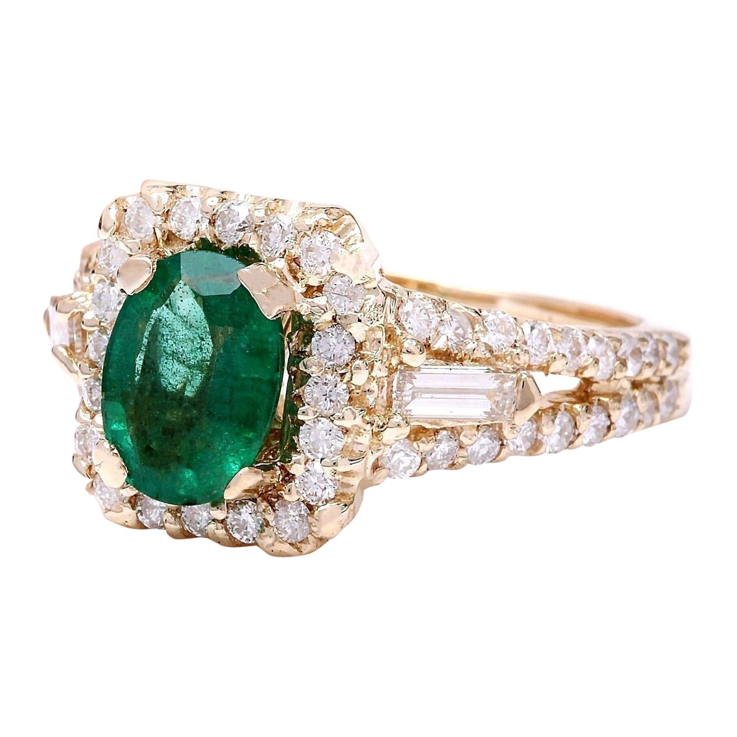 2.80 Carat Natural Emerald 14K Solid Yellow Gold Diamond Ring
 Item Type: Ring
 Item Style: Engagement
 Material: 14K Yellow Gold
 Mainstone: Emerald
 Stone Color: Green
 Stone Weight: 1.80 Carat
 Stone Shape: Oval
 Stone Quantity: 1
 Stone