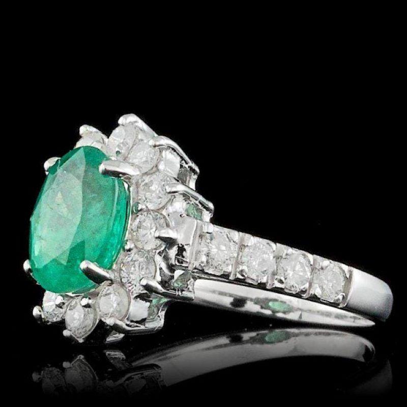 2.80 Carats Natural Emerald and Diamond 14K Solid White Gold Ring

Total Emerald Weight is: Approx. 2.00 Carats 

Emerald Measures: Approx. 9.00 x 7.00mm

Natural Round Diamonds Weight: Approx. 0.80 Carats (color G-H / Clarity SI1-SI2)

Ring size: 7