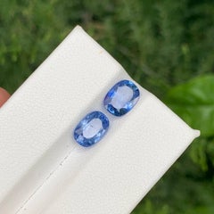 2.80 Carat Natural Loose 2 Piece Blue Sapphire Cushion Cut Sri Lankan Gemstone