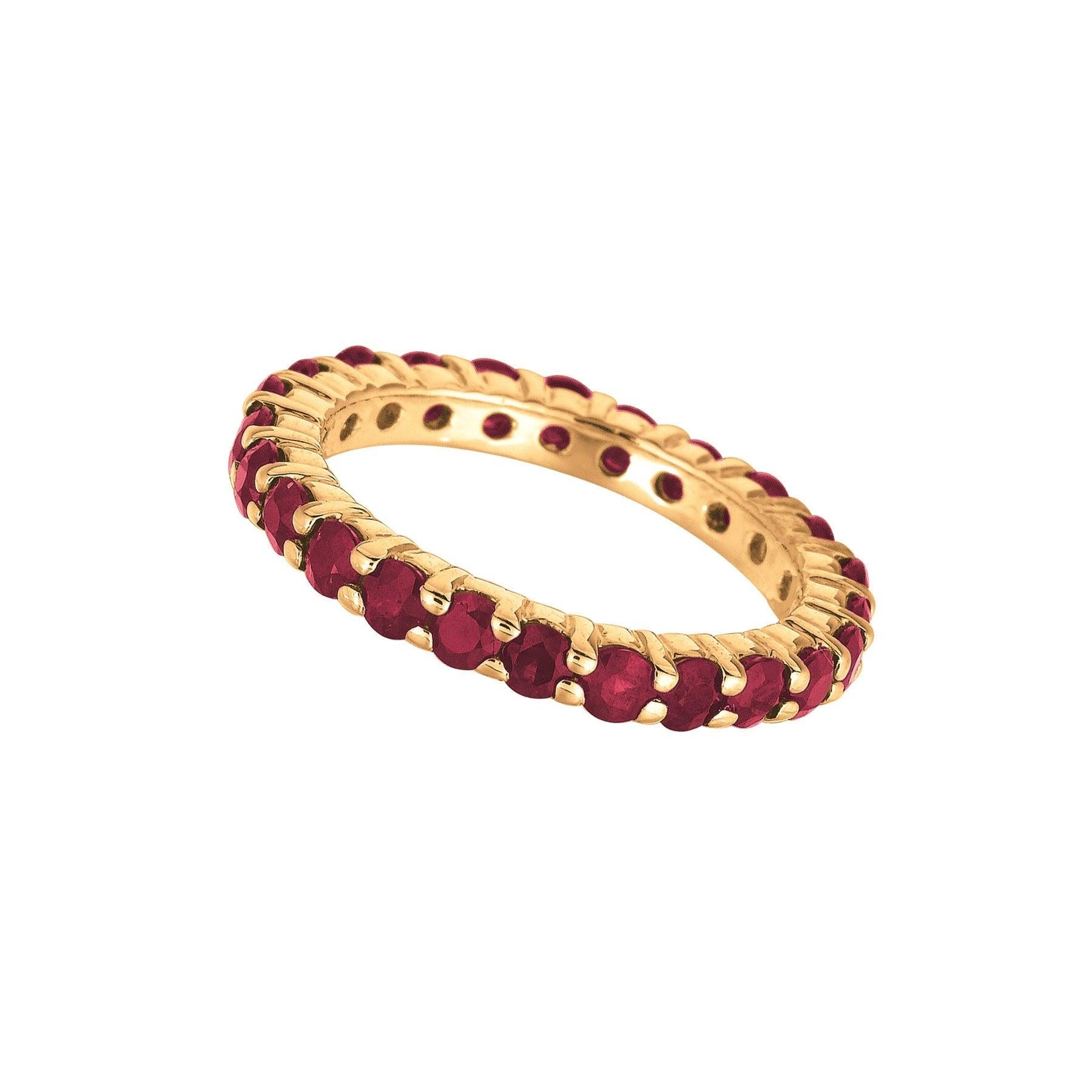 For Sale:  2.80 Carat Natural Ruby Eternity Band Ring 14 Karat Yellow Gold 2