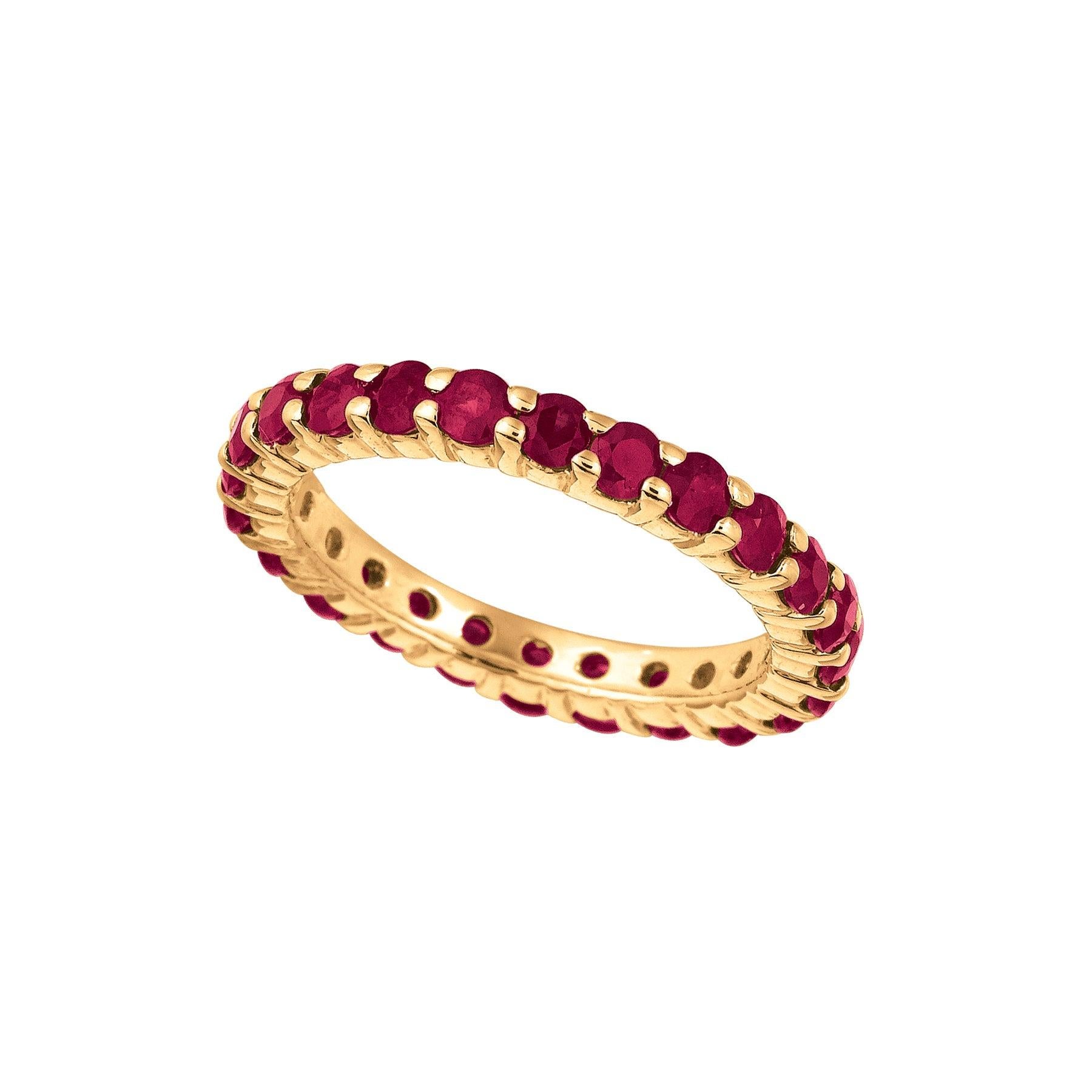 For Sale:  2.80 Carat Natural Ruby Eternity Band Ring 14 Karat Yellow Gold 3