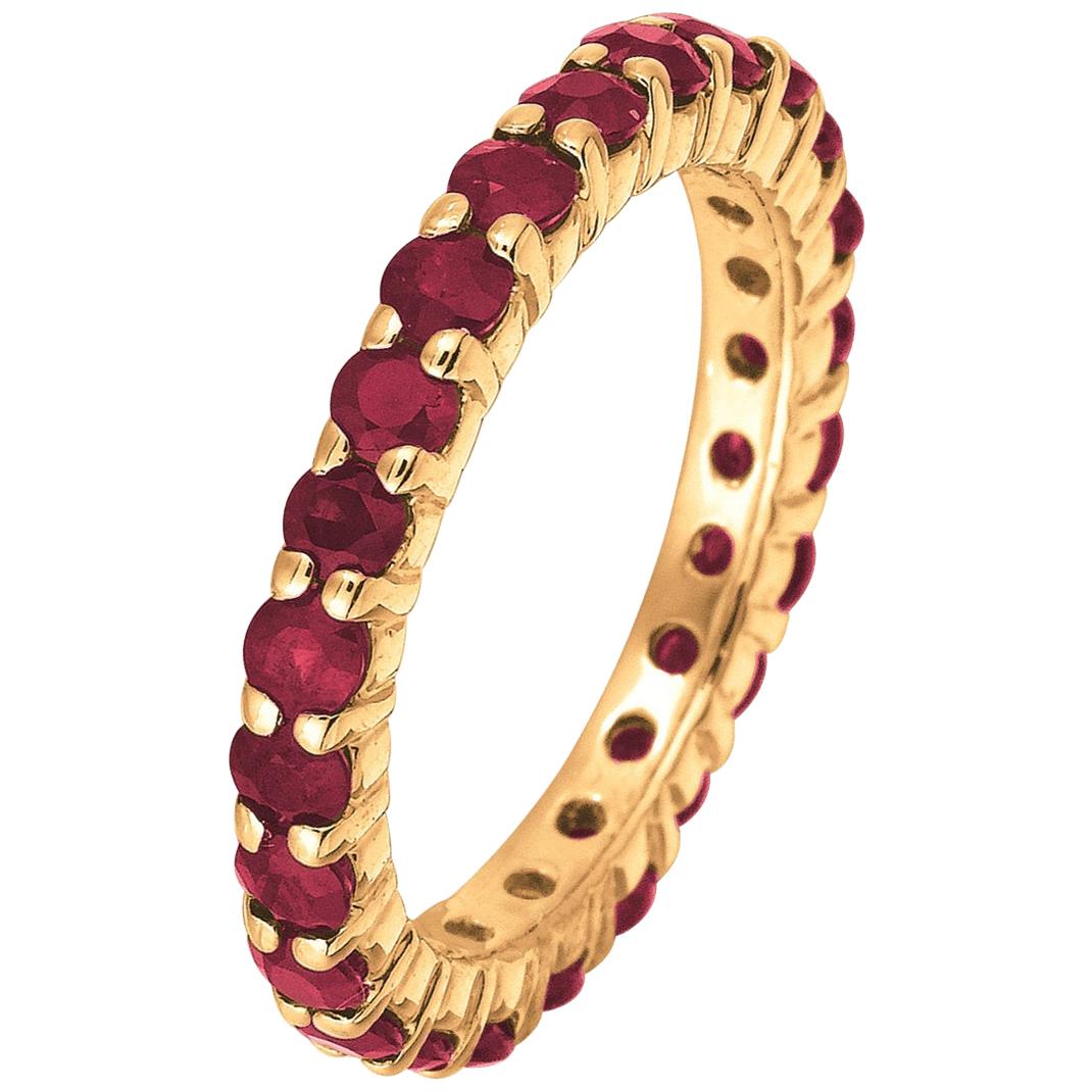 2.80 Carat Natural Ruby Eternity Band Ring 14 Karat Yellow Gold For Sale