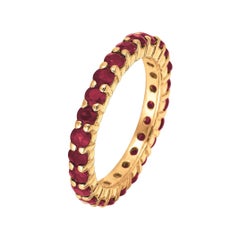 2.80 Carat Natural Ruby Eternity Band Ring 14 Karat Yellow Gold