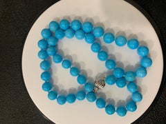 280 Carat Natural Sleeping Beauty Turquoise Necklace Single Strand 14 Karat Gold
