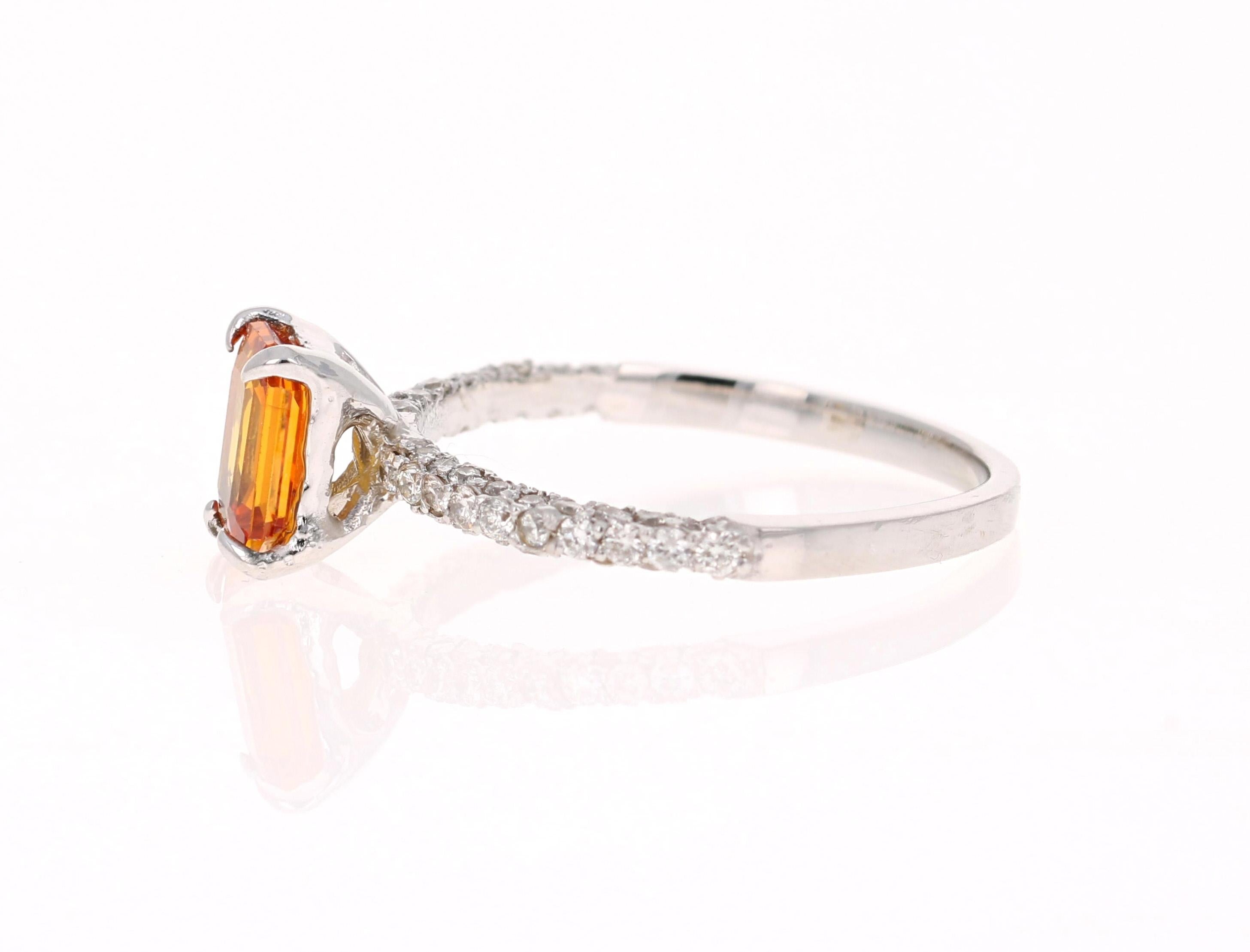 Contemporary 1.50 Carat Orange Sapphire Diamond White Gold Ring