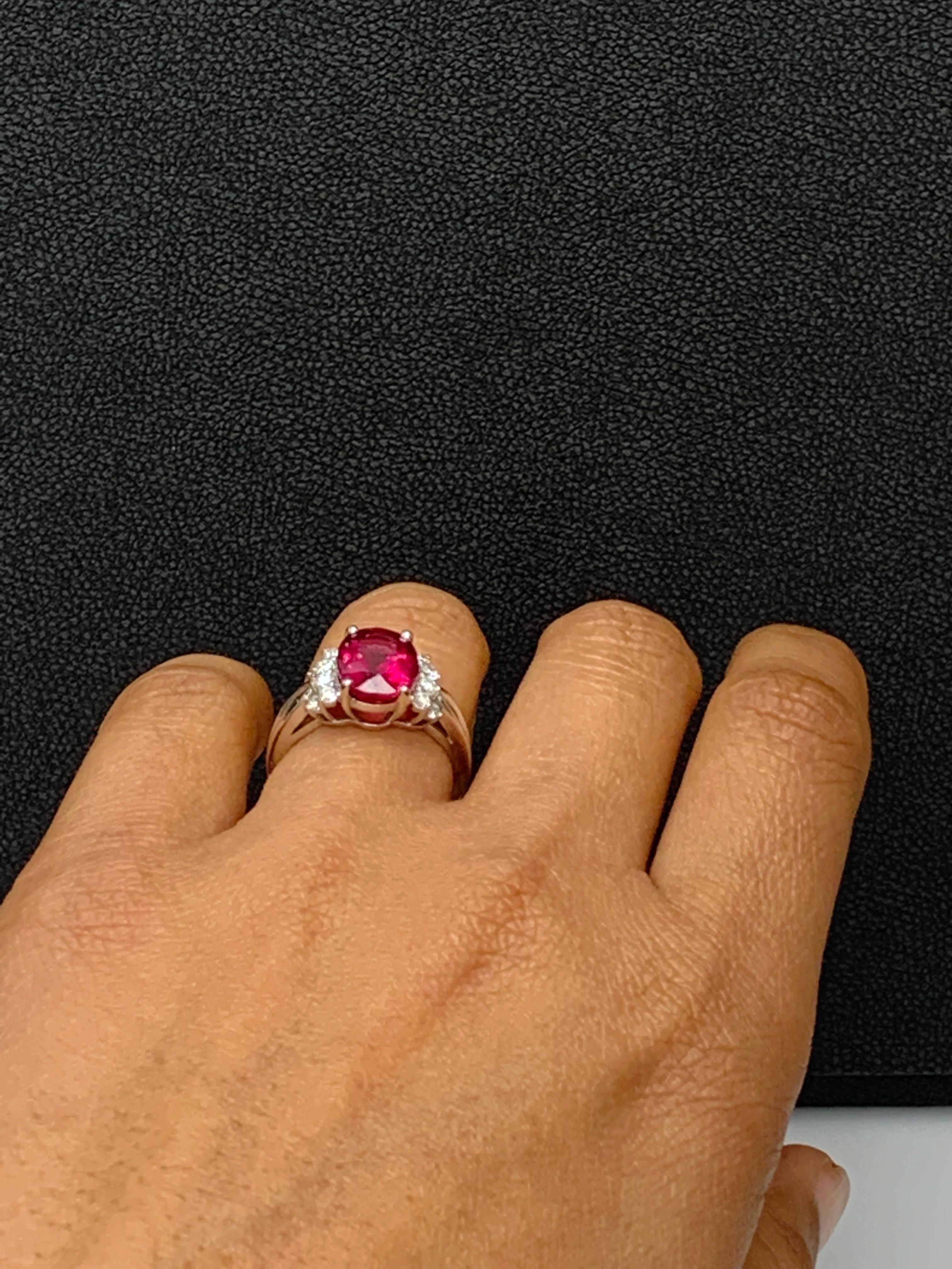 2.80 Carat Oval Cut Pink Tourmaline and Diamond Ring in 18K White Gold For Sale 8