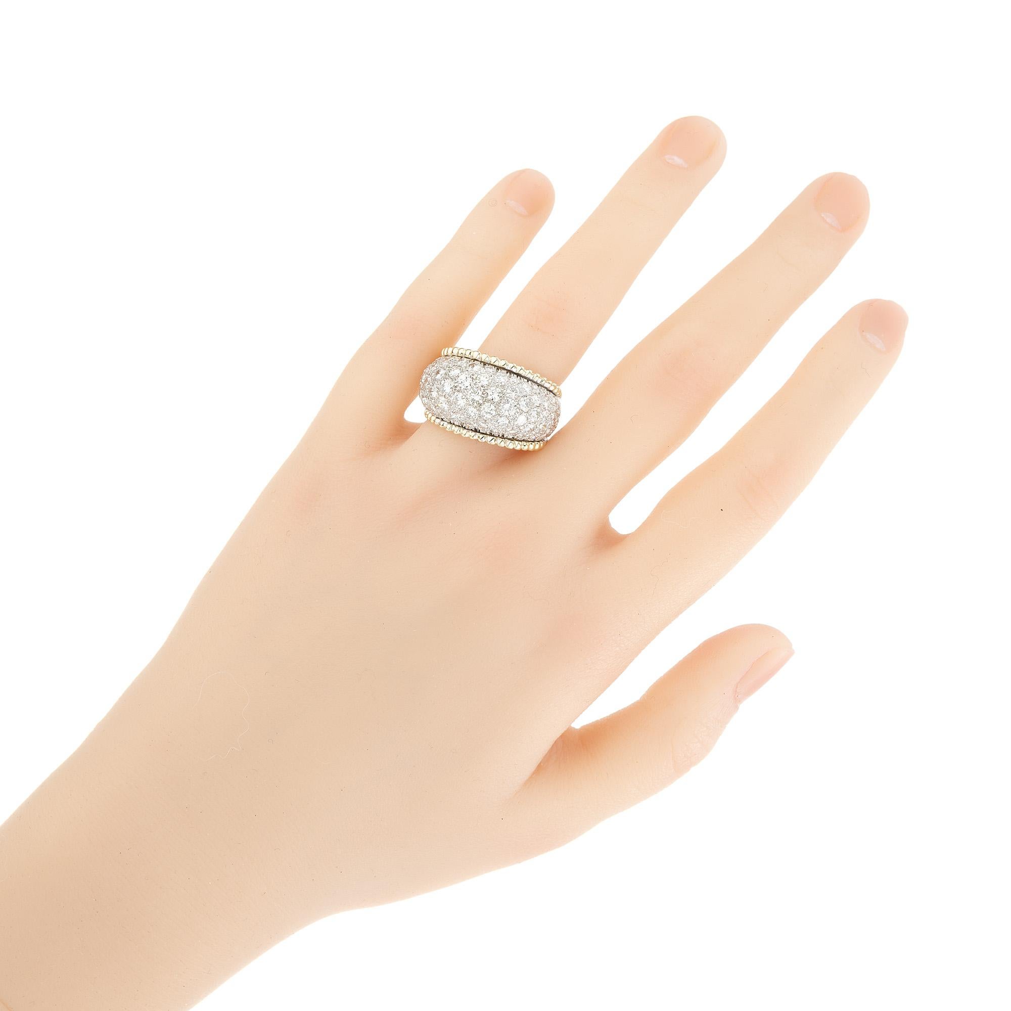 2.80 Carat Pave Round Diamond Two Tone Gold Dome Cocktail Ring For Sale 1