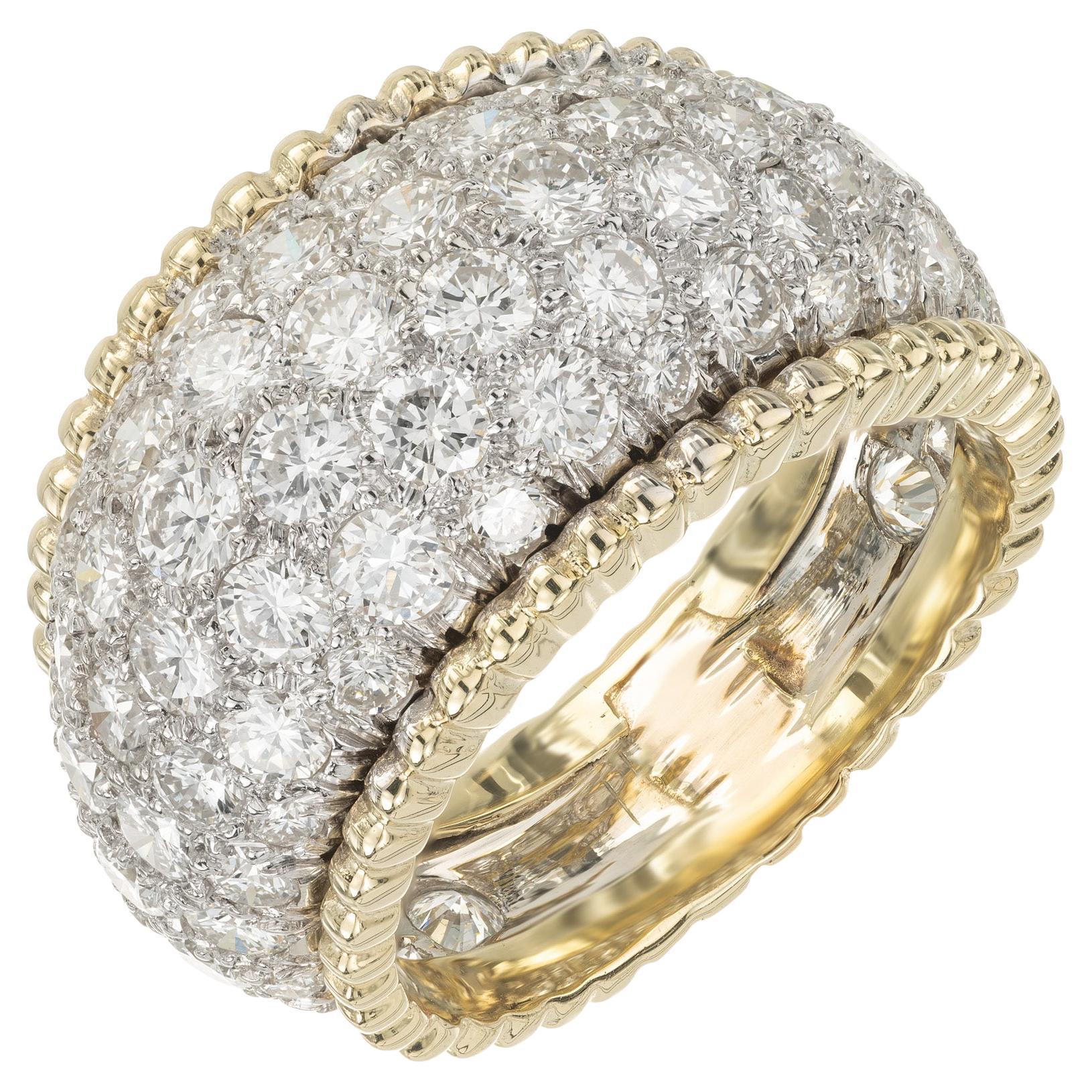 2.80 Carat Pave Round Diamond Two Tone Gold Dome Cocktail Ring For Sale