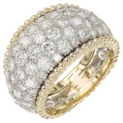 2.80 Carat Pave Round Diamond Two Tone Gold Dome Cocktail Ring
