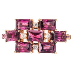 Sunita Nahata Rhodolite 2.80ct. Fancy Ring in 18KRG with Diamond.