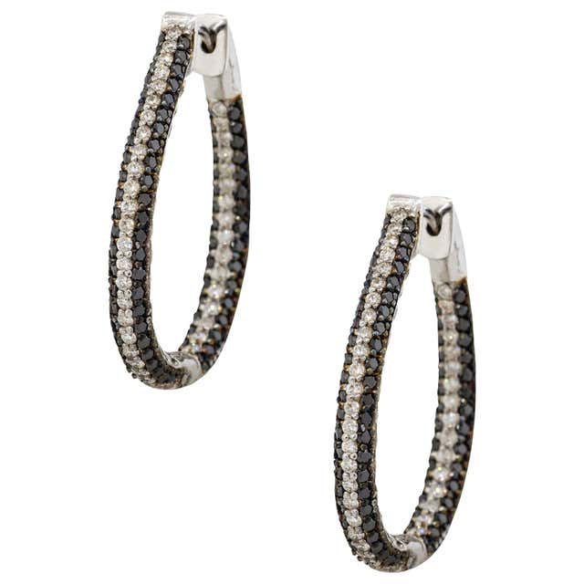 2.80 Carat Diamond 18 Karat Rose Gold Hexagon Hoop Earrings For Sale at ...