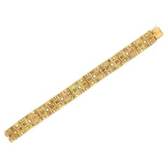 Pulsera de eslabones de oro amarillo de 18 quilates con diamantes redondos brillantes H SI1 de 2,80 quilates