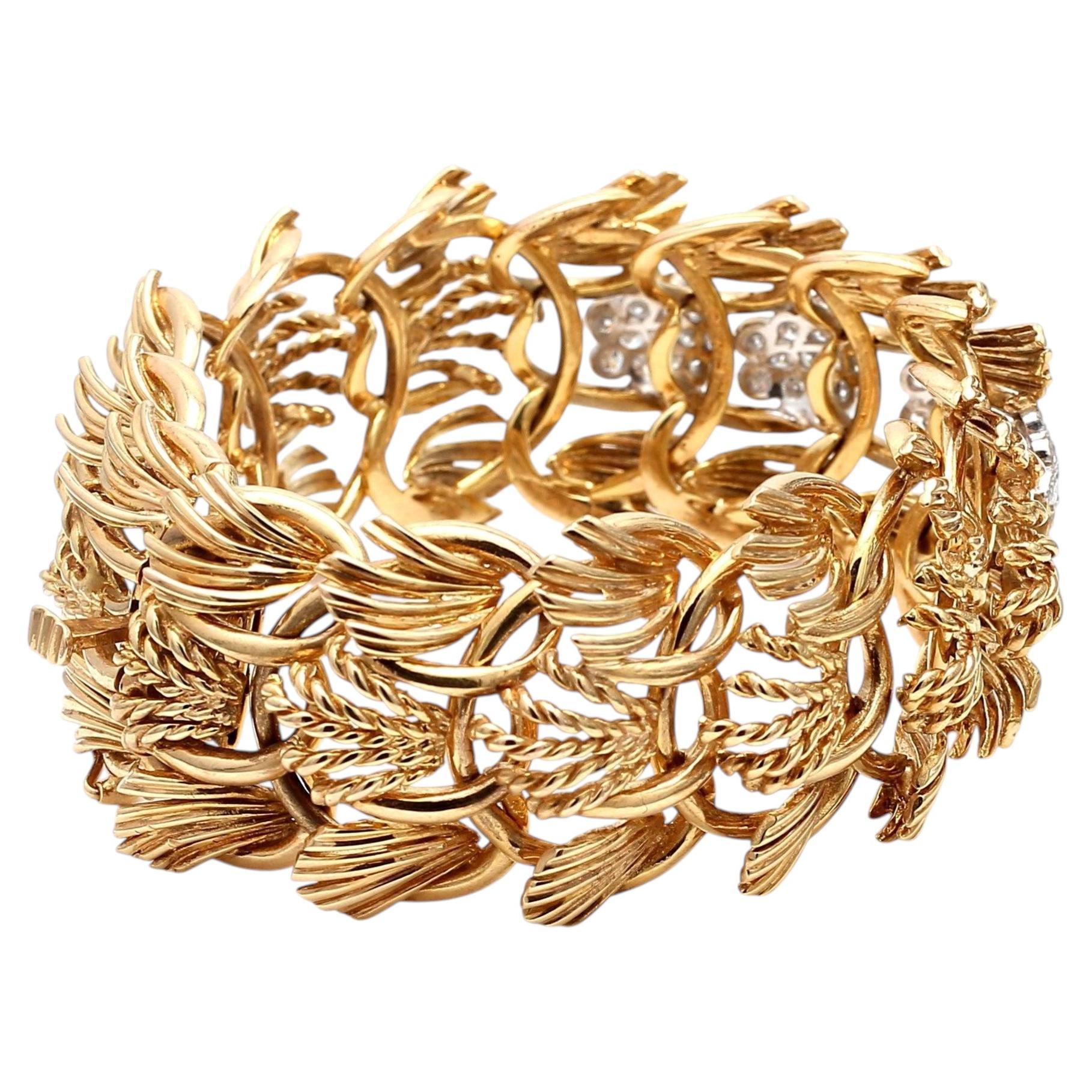 2.80 Carat Round Brilliant H SI1 Diamond 18 Karat Yellow Gold Link Bracelet