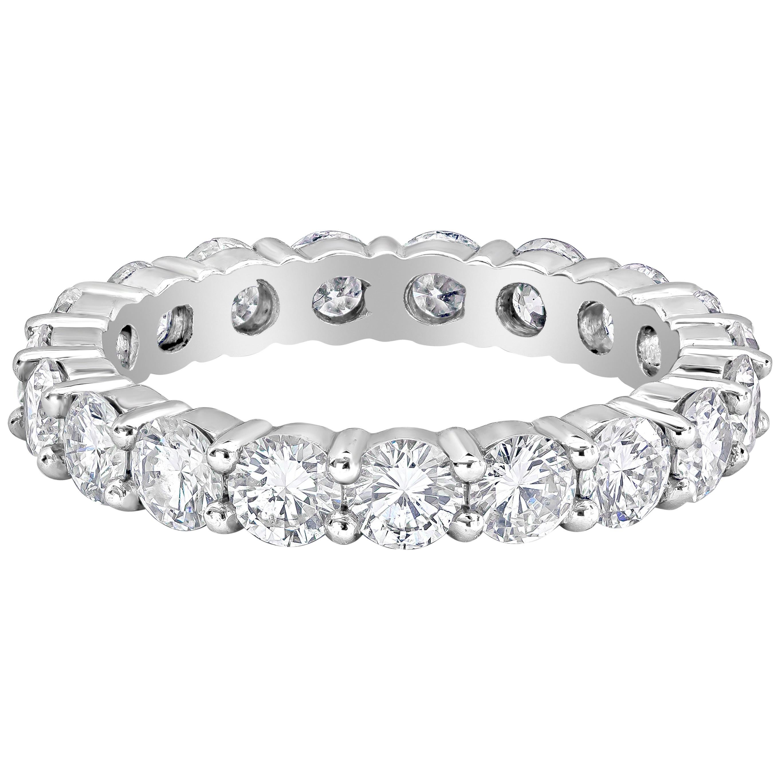 Roman Malakov 2.80 Carat Total Round Diamond Eternity Wedding Band Ring For Sale