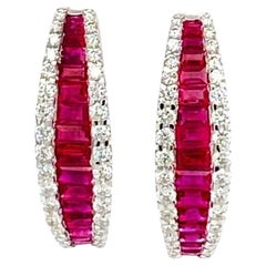 2.80 Carat Ruby and 1.20 Carat Diamond Earrings