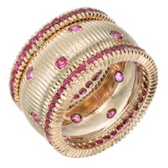 2.80 Carat Ruby Gold Wide Band Ring