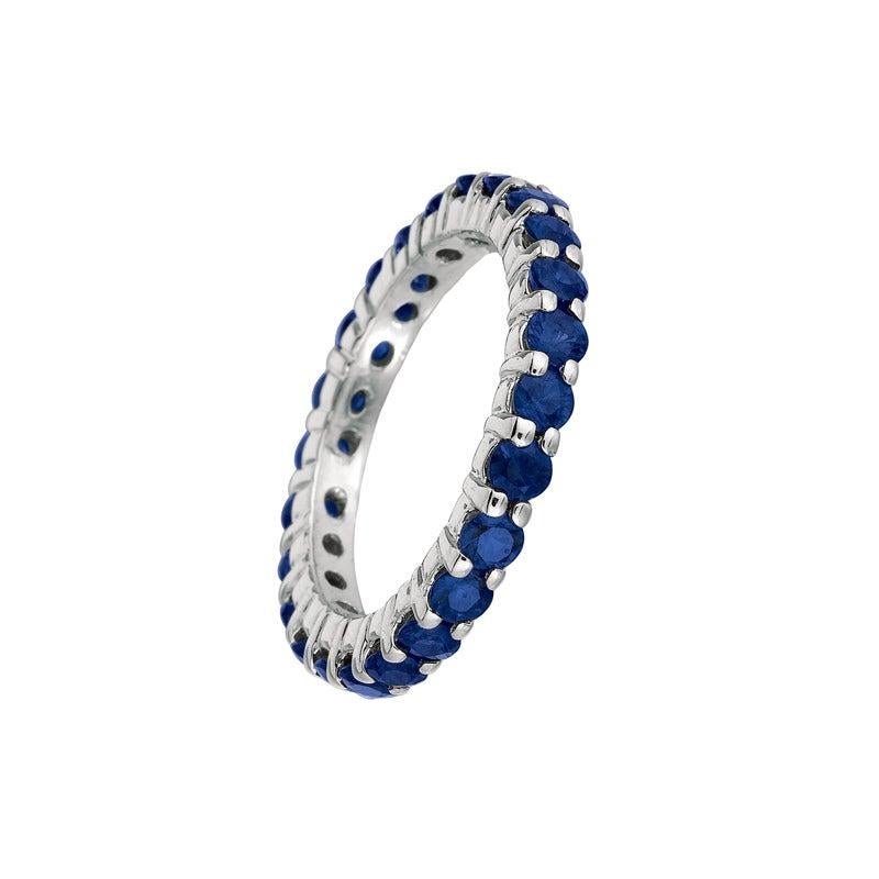 For Sale:  2.80 Carat Sapphire Eternity Ring Band 14 Karat White Gold 2