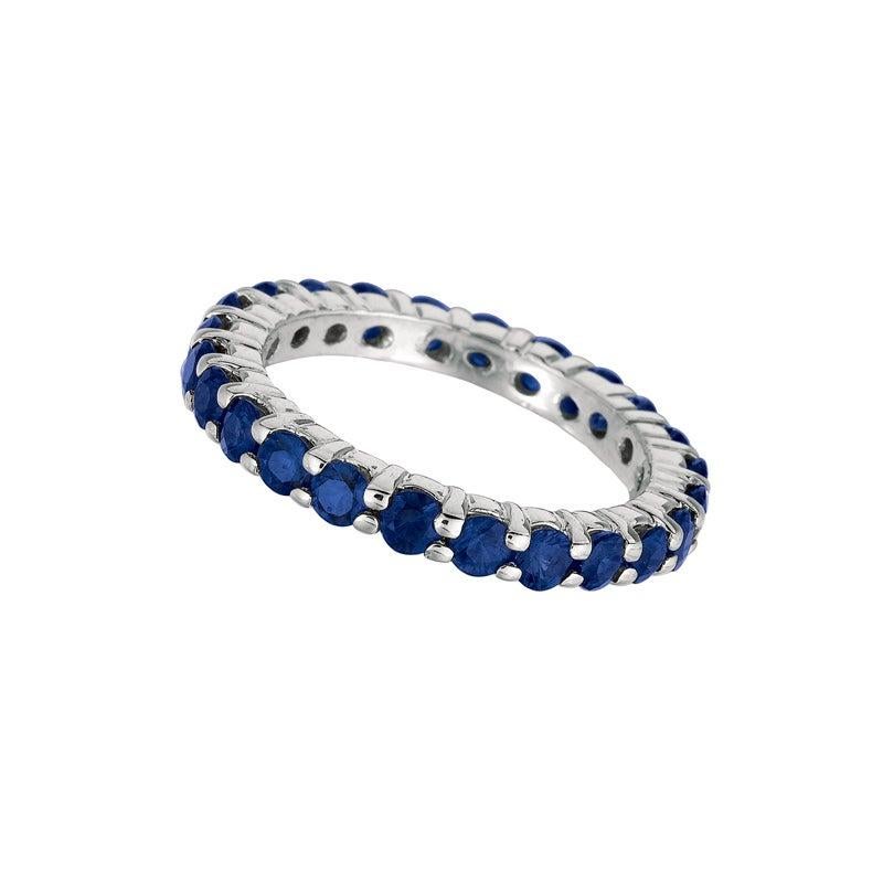 For Sale:  2.80 Carat Sapphire Eternity Ring Band 14 Karat White Gold 3
