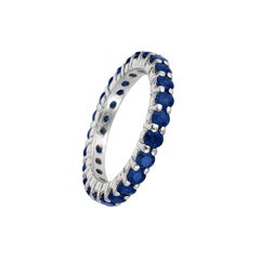 2.80 Carat Sapphire Eternity Ring Band 14 Karat White Gold