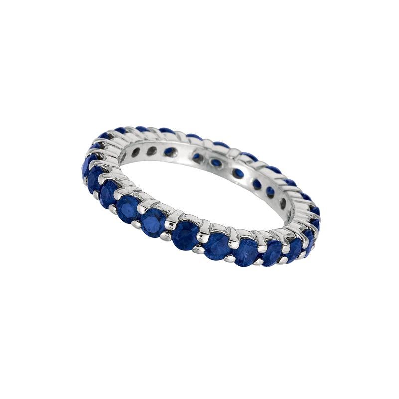Contemporary 2.80 Carat Sapphire Eternity Ring Band 14 Karat White Gold For Sale