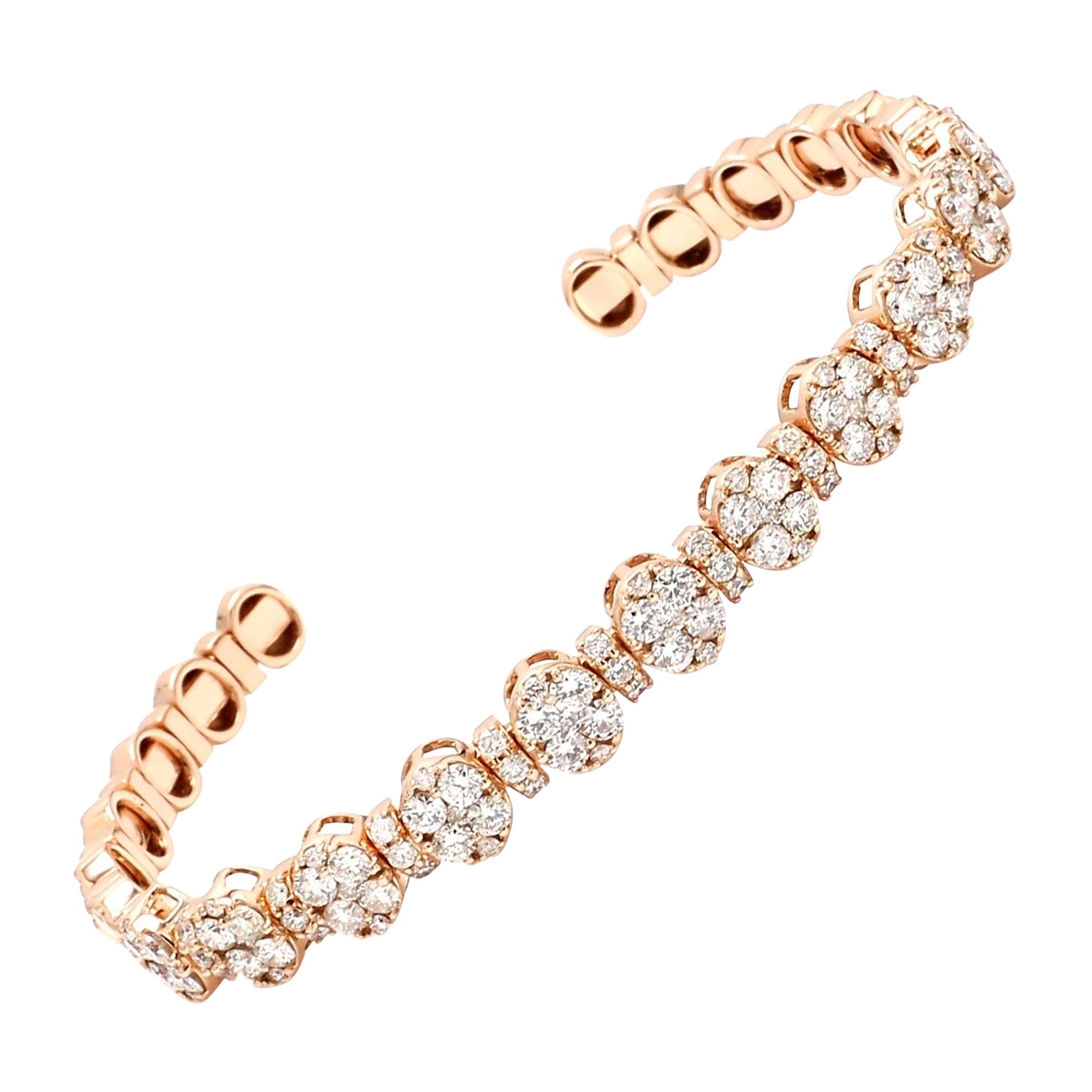 2,80 Karat SI Reinheit HI Farbe Diamant Manschette Armreif Armband 18 Karat Roségold