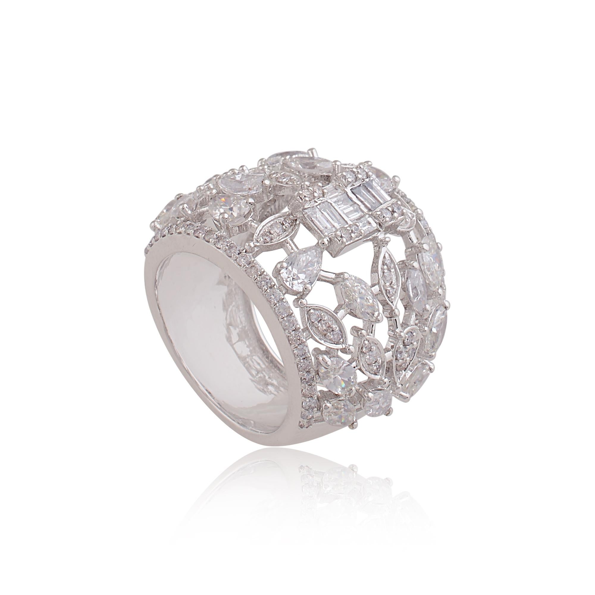 2,80 Quilates SI Claridad HI Color Diamante Anillo Cúpula 18 Quilates Oro Blanco Joyería en venta 4