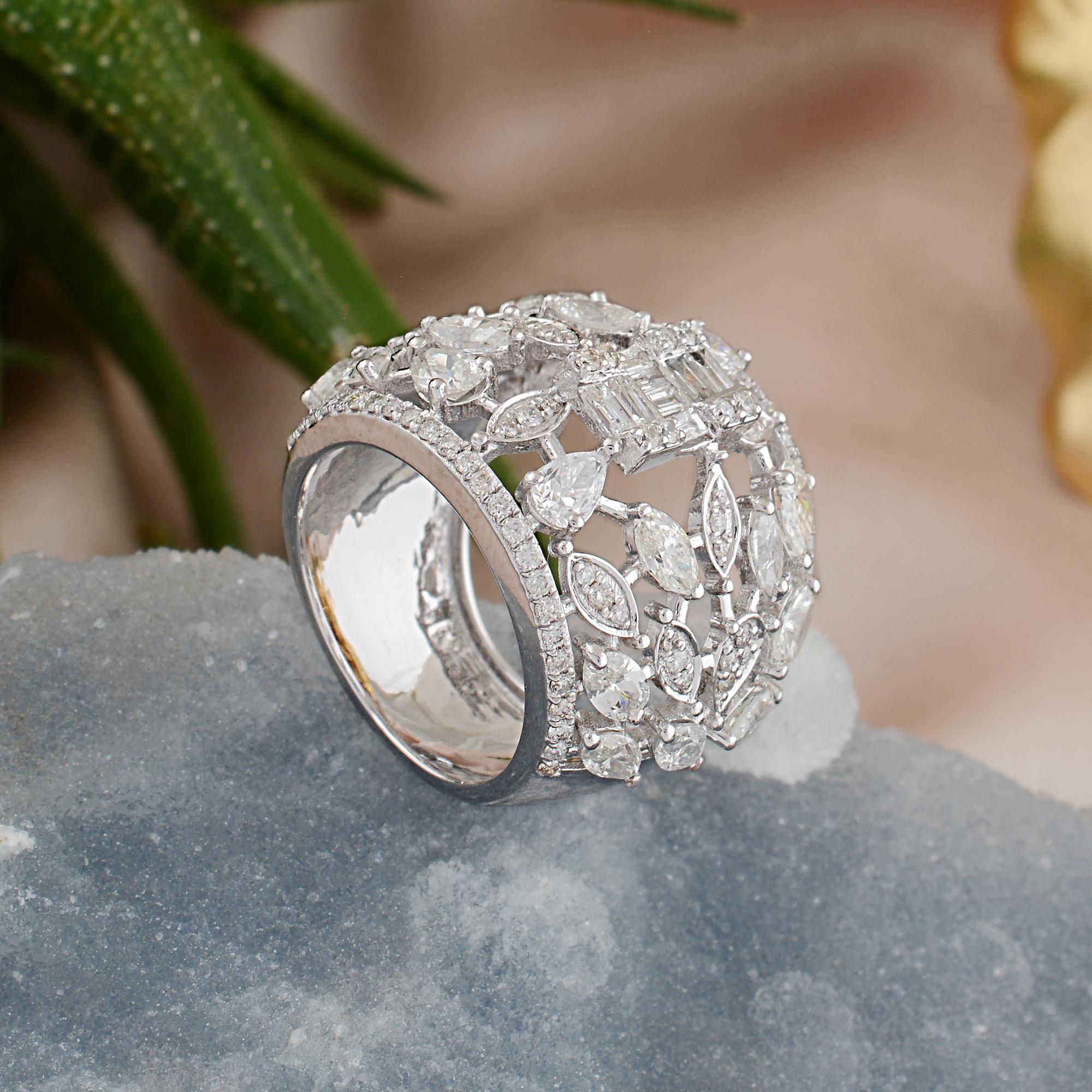 2,80 Quilates SI Claridad HI Color Diamante Anillo Cúpula 18 Quilates Oro Blanco Joyería Moderno en venta
