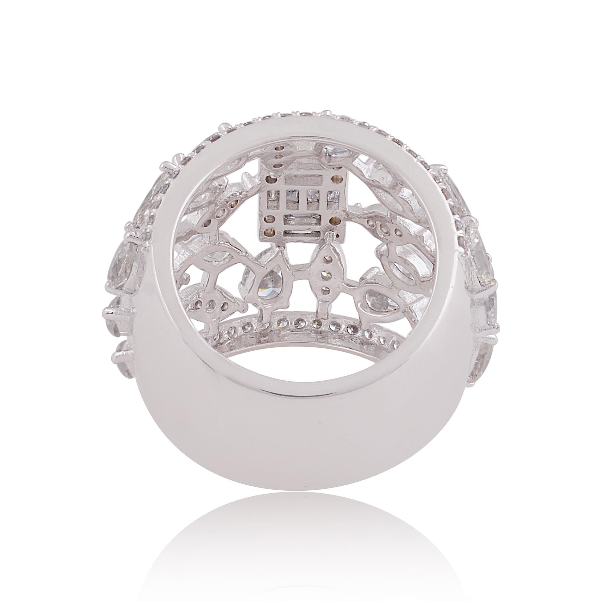 2,80 Quilates SI Claridad HI Color Diamante Anillo Cúpula 18 Quilates Oro Blanco Joyería Corte redondo en venta