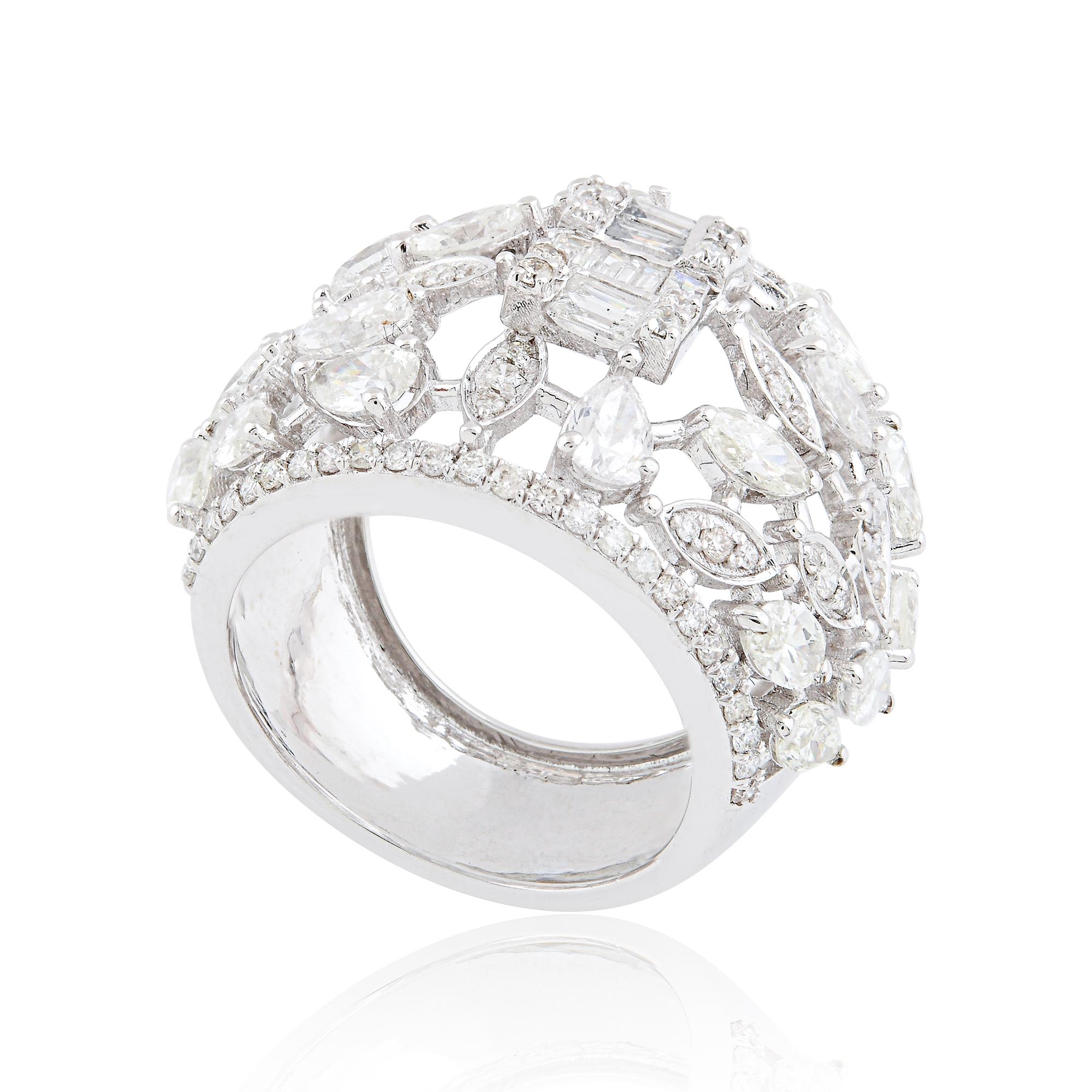 2,80 Quilates SI Claridad HI Color Diamante Anillo Cúpula 18 Quilates Oro Blanco Joyería en venta 1