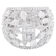 2.80 Carat SI Clarity HI Color Diamond Dome Ring 18 Karat White Gold Jewelry