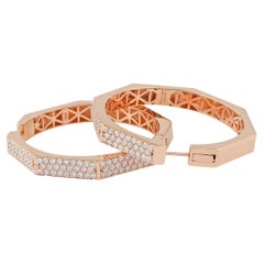 2.80 Carat SI Clarity HI Color Diamond Hoop Earsings 18 Karat Rose Gold Jewelry