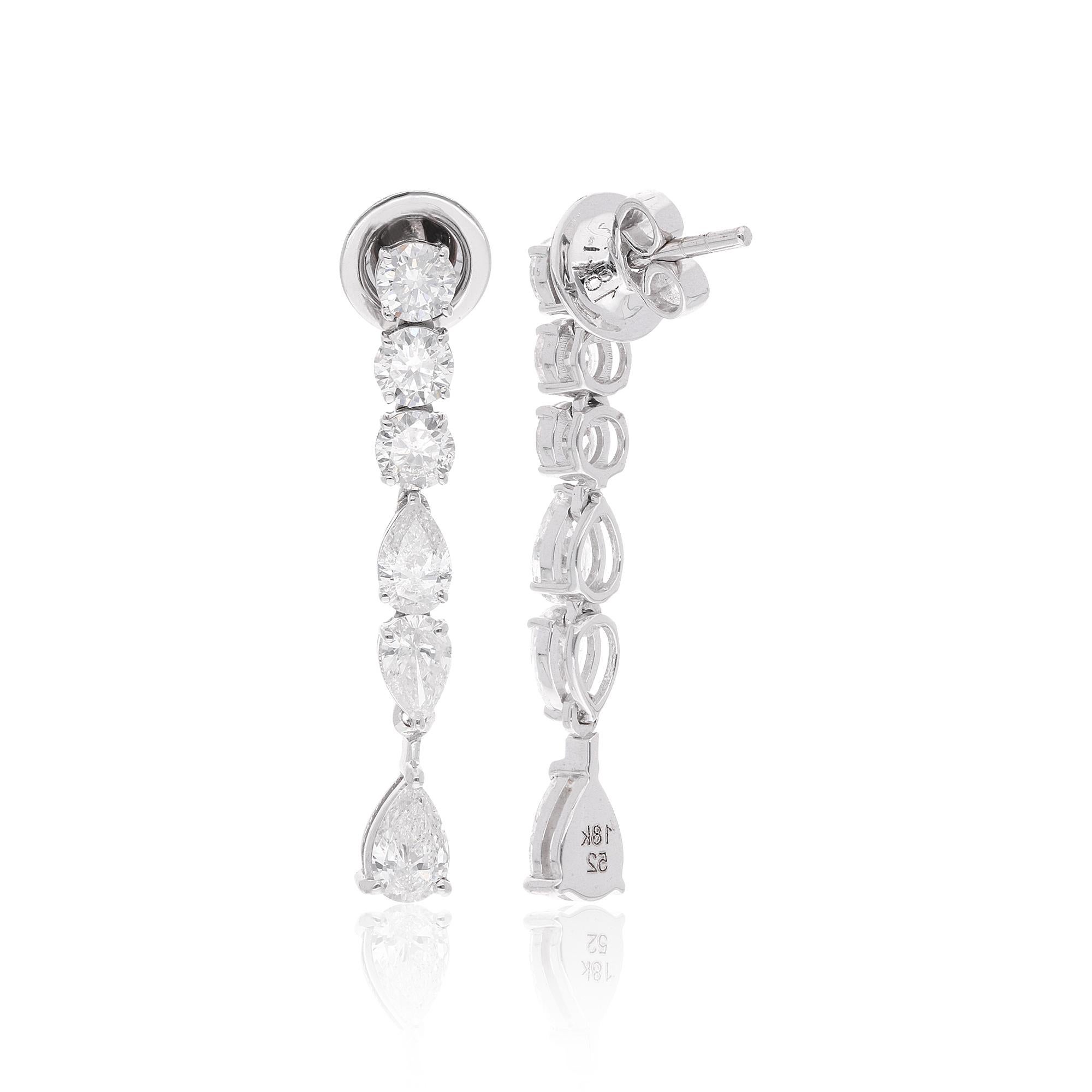 Boucles d'oreilles pendantes avec diamants pavés, boucles d'oreilles pendantes en or blanc 18 carats, boucles d'oreilles délicates sans nickel, boucles d'oreilles faites à la main, cadeau pour nouvelle maman, bijoux pour femmes, boucles d'oreilles