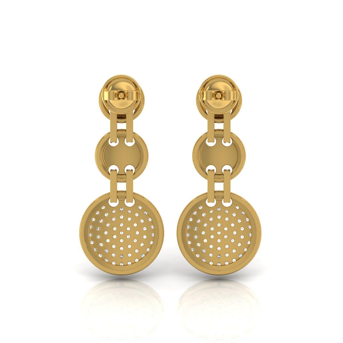 Round Cut 2.80 Carat SI/H Round Brilliant Cut Diamond Dangle Earrings 18 Karat Yellow Gold For Sale
