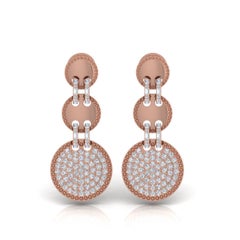 Orecchini a disco con diamante taglio brillante rotondo da 2,80 carati SI/H Oro rosa 18k