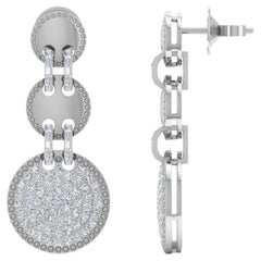 Orecchini a disco con diamante taglio brillante rotondo da 2,80 carati SI/H Oro bianco 18k